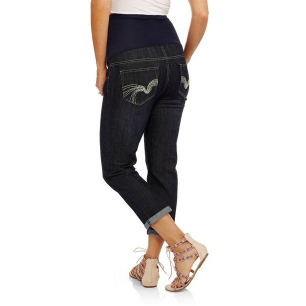 OH! MAMMA Blue Cuffed Capri Jeans with Full Panel 👶 NEW WITH TAG! - Picture 2 of 14